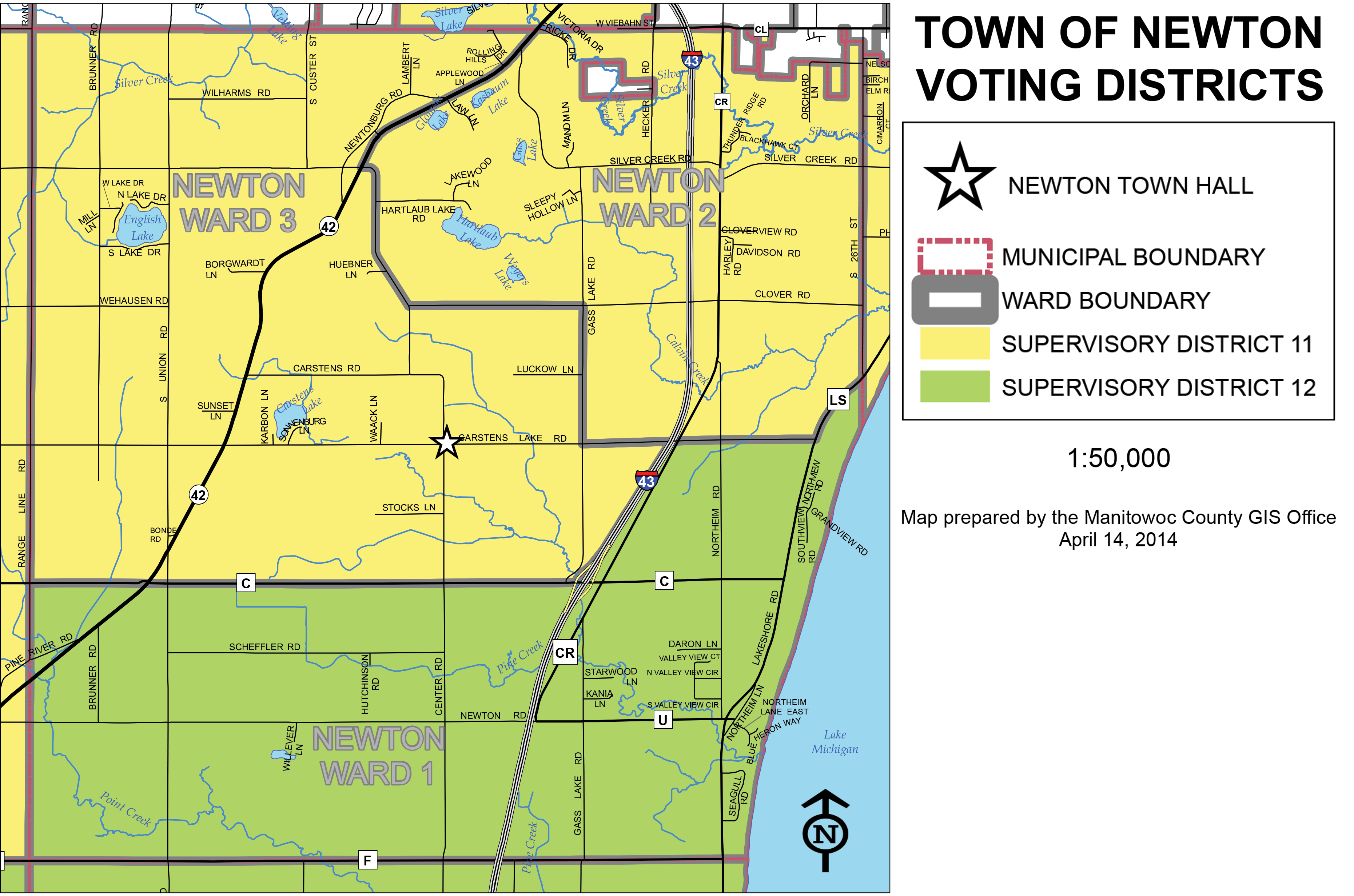 Town of Newton Wisconsin voting districts map Manitowoc County
